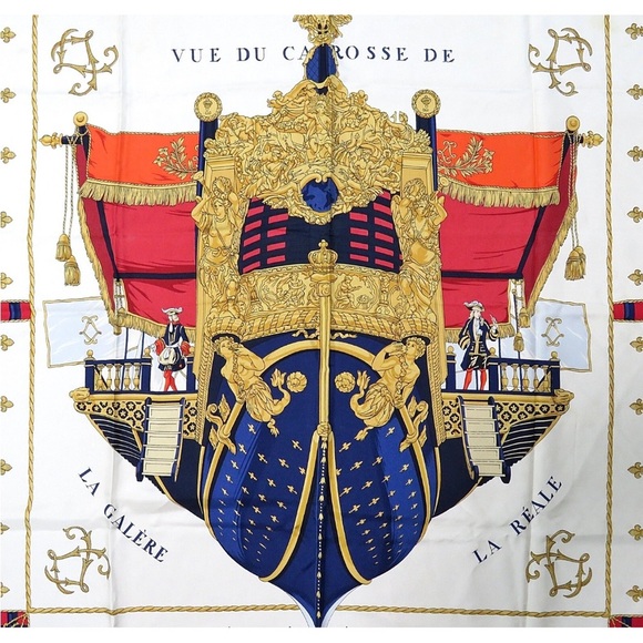 Hermes Red and Gold Carriage Scarf - Picture 2 of 12